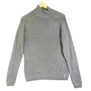 Armani Exchange AX Sweater Men Small Grey Snap Mock Neck Lightweight Cotton Knit